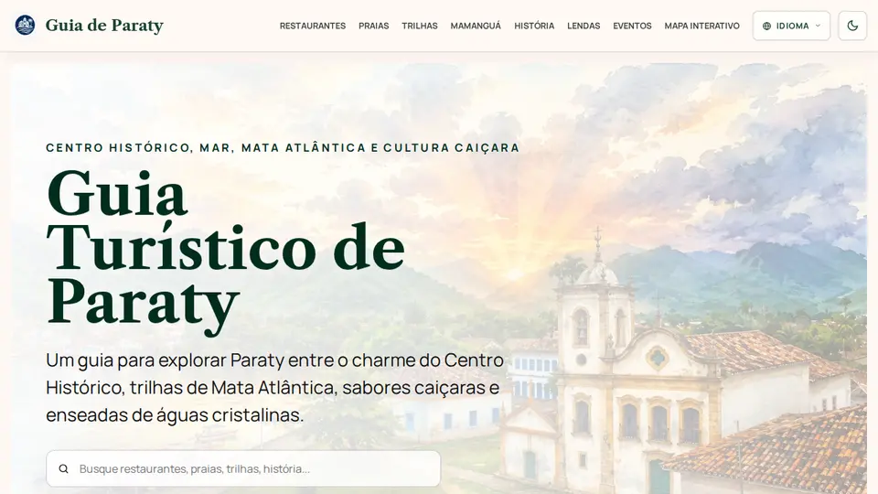 Screenshot of the Guia de Paraty website